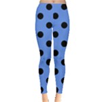 Polka Dots - Black on Cornflower Blue Women s Leggings