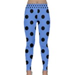 Polka Dots - Black on Cornflower Blue Yoga Leggings
