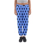 Polka Dots - Black on Cornflower Blue Women s Jogger Sweatpants