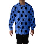 Polka Dots - Black on Cornflower Blue Hooded Wind Breaker (Kids)