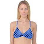 Polka Dots - Black on Cornflower Blue Reversible Tri Bikini Top