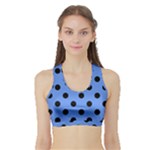 Polka Dots - Black on Cornflower Blue Women s Sports Bra with Border