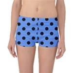 Polka Dots - Black on Cornflower Blue Reversible Boyleg Bikini Bottoms