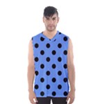 Polka Dots - Black on Cornflower Blue Men s Basketball Tank Top