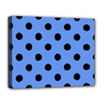 Polka Dots - Black on Cornflower Blue Deluxe Canvas 20  x 16  (Stretched)