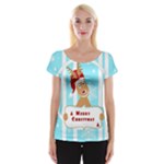 Santa Claus Reindeer Christmas Women s Cap Sleeve Top