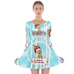 Santa Claus Reindeer Christmas Long Sleeve Skater Dress