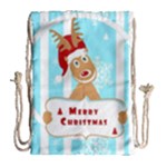 Santa Claus Reindeer Christmas Drawstring Bag (Large)