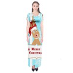 Santa Claus Reindeer Christmas Short Sleeve Maxi Dress