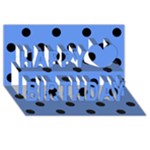 Polka Dots - Black on Cornflower Blue Happy Birthday 3D Greeting Card (8x4)