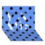Polka Dots - Black on Cornflower Blue LOVE 3D Greeting Card (7x5)