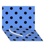 Polka Dots - Black on Cornflower Blue Heart Bottom 3D Greeting Card (7x5)