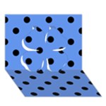 Polka Dots - Black on Cornflower Blue Clover 3D Greeting Card (7x5)