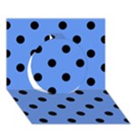 Polka Dots - Black on Cornflower Blue Circle 3D Greeting Card (7x5)