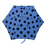 Polka Dots - Black on Cornflower Blue Mini Umbrella