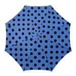 Polka Dots - Black on Cornflower Blue Golf Umbrella
