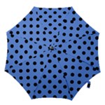 Polka Dots - Black on Cornflower Blue Hook Handle Umbrella (Small)