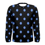 Polka Dots - Cornflower Blue on Black Men s Long Sleeve T-shirt