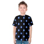 Polka Dots - Cornflower Blue on Black Kid s Cotton Tee