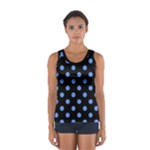 Polka Dots - Cornflower Blue on Black Women s Sport Tank Top