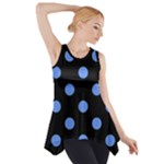 Polka Dots - Cornflower Blue on Black Side Drop Tank Tunic