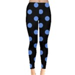 Polka Dots - Cornflower Blue on Black Women s Leggings