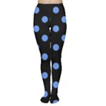 Polka Dots - Cornflower Blue on Black Women s Tights