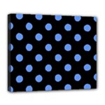 Polka Dots - Cornflower Blue on Black Deluxe Canvas 24  x 20  (Stretched)