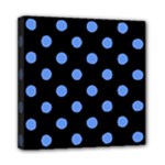 Polka Dots - Cornflower Blue on Black Mini Canvas 8  x 8  (Stretched)