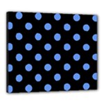 Polka Dots - Cornflower Blue on Black Canvas 24  x 20  (Stretched)