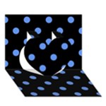 Polka Dots - Cornflower Blue on Black Heart 3D Greeting Card (7x5)