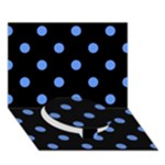 Polka Dots - Cornflower Blue on Black Circle Bottom 3D Greeting Card (7x5)
