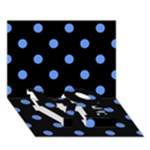 Polka Dots - Cornflower Blue on Black LOVE Bottom 3D Greeting Card (7x5)