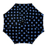 Polka Dots - Cornflower Blue on Black Golf Umbrella