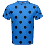 Polka Dots - Black on Dodger Blue Men s Cotton Tee