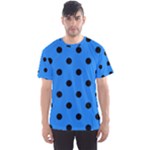 Polka Dots - Black on Dodger Blue Men s Sport Mesh Tee