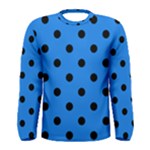 Polka Dots - Black on Dodger Blue Men s Long Sleeve T-shirt