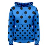Polka Dots - Black on Dodger Blue Women s Pullover Hoodie