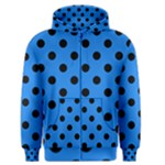Polka Dots - Black on Dodger Blue Men s Zipper Hoodie