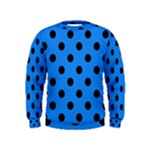 Polka Dots - Black on Dodger Blue Kid s Sweatshirt