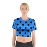 Polka Dots - Black on Dodger Blue Cotton Crop Top