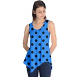 Polka Dots - Black on Dodger Blue Sleeveless Tunic