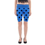 Polka Dots - Black on Dodger Blue Yoga Cropped Leggings