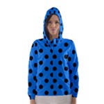 Polka Dots - Black on Dodger Blue Hooded Wind Breaker (Women)