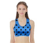 Polka Dots - Black on Dodger Blue Women s Sports Bra with Border
