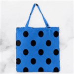 Polka Dots - Black on Dodger Blue Grocery Tote Bag