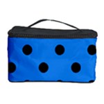 Polka Dots - Black on Dodger Blue Cosmetic Storage Case