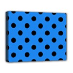 Polka Dots - Black on Dodger Blue Deluxe Canvas 20  x 16  (Stretched)