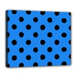 Polka Dots - Black on Dodger Blue Deluxe Canvas 24  x 20  (Stretched)