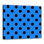 Polka Dots - Black on Dodger Blue Canvas 24  x 20  (Stretched)